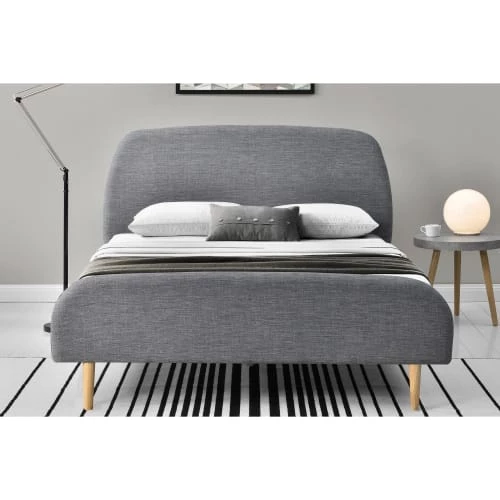 Concept Usine Lits Cadre De Lit 140 X 190 Cm En Tissu Gris Clair 4 Concept Usine Lits Cadre De Lit 140 X 190 Cm En Tissu Gris Clair – Image 2