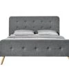 Concept Usine Lits Cadre De Lit 140 X 190 Cm En Tissu Gris Foncé -Sommiers Soldes cadre de lit 140 x 190 cm en tissu gris fonce