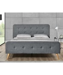 Concept Usine Lits Cadre De Lit 140 X 190 Cm En Tissu Gris Foncé -Sommiers Soldes cadre de lit 140 x 190 cm en tissu gris fonce 3