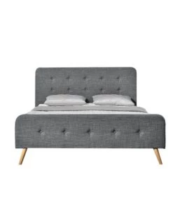 Concept Usine Lits Cadre De Lit 140 X 190 Cm En Tissu Gris Foncé -Sommiers Soldes cadre de lit 140 x 190 cm en tissu gris fonce 4