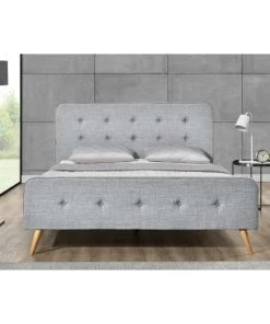 Concept Usine Lits Cadre De Lit 160 X 200 Cm X 200 Cm En Tissu Gris Clair -Sommiers Soldes cadre de lit 160 x 200 cm x 200 cm en tissu gris clair 3