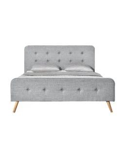 Concept Usine Lits Cadre De Lit 160 X 200 Cm X 200 Cm En Tissu Gris Clair -Sommiers Soldes cadre de lit 160 x 200 cm x 200 cm en tissu gris clair 4