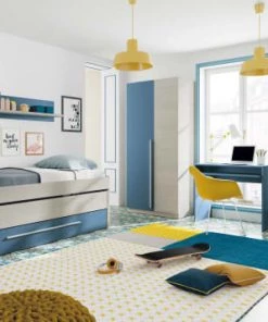 Dmora Lits Cadre De Lit Effet Bois Bleu Clair -Sommiers Soldes cadre de lit effet bois bleu clair 2