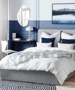 Beliani Lits Cadre De Lit En Tissu Gris 140x200 -Sommiers Soldes cadre de lit en tissu gris 140x200 2