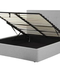 Beliani Lits Cadre De Lit En Tissu Gris 160x200