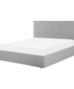 Beliani Lits Cadre De Lit En Tissu Gris 160x200 -Sommiers Soldes cadre de lit en tissu gris 160x200 3