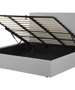 Beliani Lits Cadre De Lit En Tissu Gris 180x200