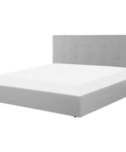 Beliani Lits Cadre De Lit En Tissu Gris 180x200 -Sommiers Soldes cadre de lit en tissu gris 180x200 3