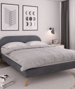 Usinestreet Lits Cadre De Lit En Tissu Gris Clair 160x200 -Sommiers Soldes cadre de lit en tissu gris clair 160x200 2