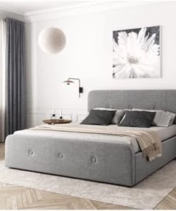 Usinestreet Lits Cadre De Lit Gris Avec Sommier Relevable à Lattes 160x200 -Sommiers Soldes cadre de lit gris avec sommier relevable a lattes 160x200 3