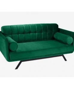 Artecosy Lits Canapé 2 Places Velours Et Métal Noir Vert -Sommiers Soldes canape 2 places velours et metal noir vert 3