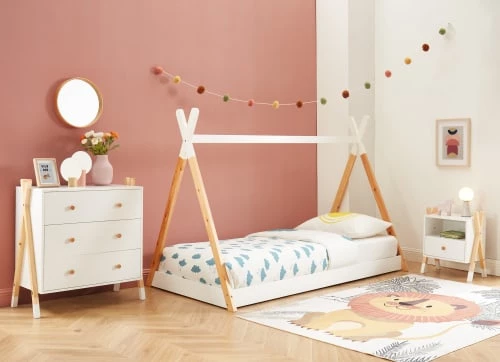 Baita Lits Ensemble Chambre Enfant Blanc Lit Chevet Et Commode 4 Baita Lits Ensemble Chambre Enfant Blanc Lit Chevet Et Commode – Image 2