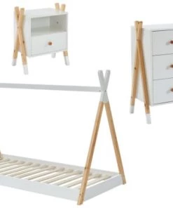 Baita Lits Ensemble Chambre Enfant Blanc Lit Chevet Et Commode