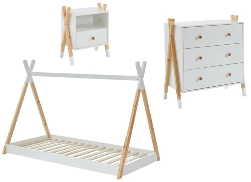 Baita Lits Ensemble Chambre Enfant Blanc Lit Chevet Et Commode 3 Baita Lits Ensemble Chambre Enfant Blanc Lit Chevet Et Commode