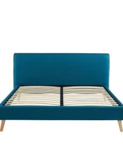 Drawer Lits KOTLAS - Lit Rembourré En Tissu 140x190cm - Bleu Canard