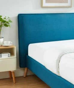 Drawer Lits KOTLAS - Lit Rembourré En Tissu 140x190cm - Bleu Canard -Sommiers Soldes kotlas lit rembourre en tissu 140x190cm bleu canard 3