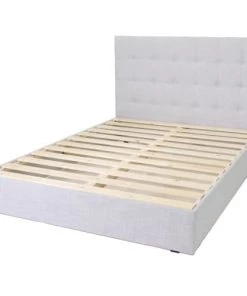 Homifab Lits Lit 140 X 190 En Tissu Gris Clair Avec Tête De Lit Et Sommier -Sommiers Soldes lit 140 x 190 en tissu gris clair avec tete de lit et sommier 5