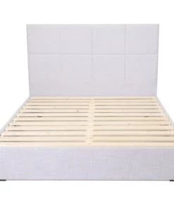 Homifab Lits Lit 140 X 190 En Tissu Gris Clair Avec Tête De Lit Et Sommier