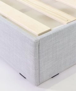 Homifab Lits Lit 140 X 190 En Tissu Gris Clair + Tête De Lit Et Sommier -Sommiers Soldes lit 140 x 190 en tissu gris clair tete de lit et sommier 4