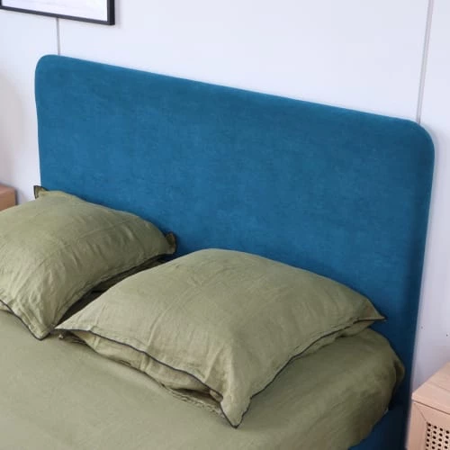 Homifab Lits Lit 140 X 190 En Velours Bleu Canard + Tête De Lit Et Sommier 6 Homifab Lits Lit 140 X 190 En Velours Bleu Canard + Tête De Lit Et Sommier – Image 4