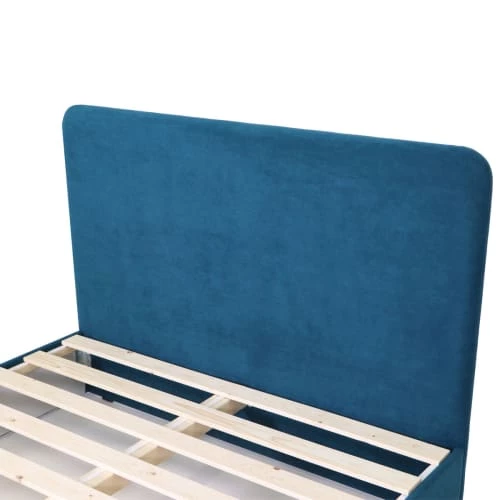 Homifab Lits Lit 140 X 190 En Velours Bleu Canard + Tête De Lit Et Sommier 7 Homifab Lits Lit 140 X 190 En Velours Bleu Canard + Tête De Lit Et Sommier – Image 5