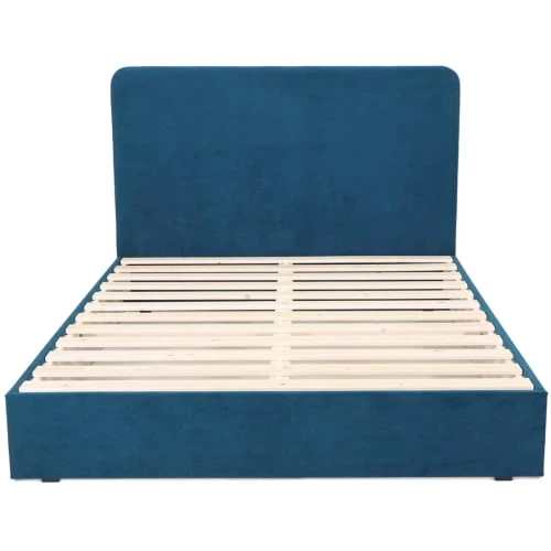 Homifab Lits Lit 140 X 190 En Velours Bleu Canard + Tête De Lit Et Sommier 3 Homifab Lits Lit 140 X 190 En Velours Bleu Canard + Tête De Lit Et Sommier