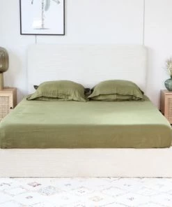 Homifab Lits Lit 140 X 190 En Velours Côtelé Beige + Tête De Lit Et Sommier -Sommiers Soldes lit 140 x 190 en velours cotele beige tete de lit et sommier 1