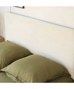 Homifab Lits Lit 140 X 190 En Velours Côtelé Beige + Tête De Lit Et Sommier -Sommiers Soldes lit 140 x 190 en velours cotele beige tete de lit et sommier 3