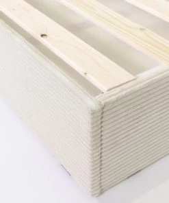 Homifab Lits Lit 140 X 190 En Velours Côtelé Beige + Tête De Lit Et Sommier -Sommiers Soldes lit 140 x 190 en velours cotele beige tete de lit et sommier 4