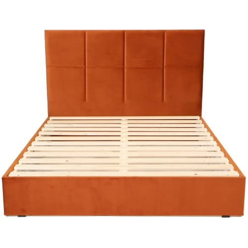Homifab Lits Lit 140 X 190 En Velours Rouille Avec Tête De Lit Et Sommier 3 Homifab Lits Lit 140 X 190 En Velours Rouille Avec Tête De Lit Et Sommier