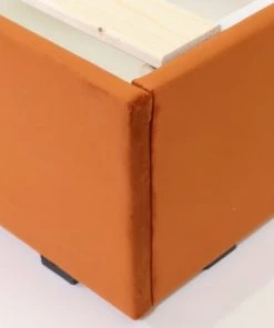 Homifab Lits Lit 140 X 190 En Velours Rouille + Tête De Lit Et Sommier -Sommiers Soldes lit 140 x 190 en velours rouille tete de lit et sommier 4