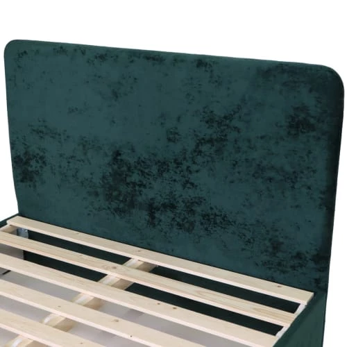 Homifab Lits Lit 140 X 190 En Velours Vert + Tête De Lit Et Sommier 6 Homifab Lits Lit 140 X 190 En Velours Vert + Tête De Lit Et Sommier – Image 4