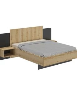 Diagone Lits Lit 140x190 Chevet Noir Naturel -Sommiers Soldes lit 140x190 chevet noir naturel 2