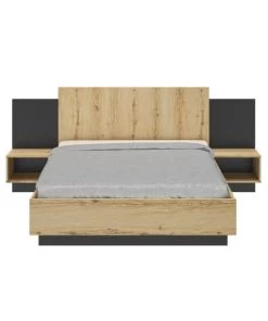 Diagone Lits Lit 140x190 Chevet Noir Naturel