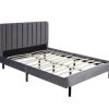 Concept Usine Lits Lit 140x190 Cm En Velours Gris 1 Concept Usine Lits Lit 140x190 Cm En Velours Gris -Sommiers Soldes lit 140x190 cm en velours gris