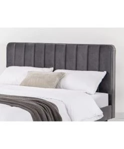 Concept Usine Lits Lit 140x190 Cm En Velours Gris -Sommiers Soldes lit 140x190 cm en velours gris 4