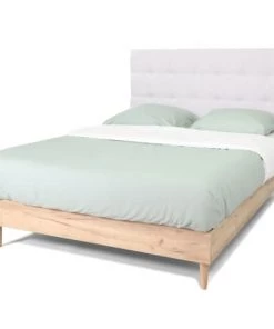 Homifab Lits Lit 140x190 Effet Chêne + Sommier + Tête De Lit En Tissu Gris Clair -Sommiers Soldes lit 140x190 effet chene sommier tete de lit en tissu gris clair 10