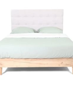 Homifab Lits Lit 140x190 Effet Chêne + Sommier + Tête De Lit En Tissu Gris Clair -Sommiers Soldes lit 140x190 effet chene sommier tete de lit en tissu gris clair 11