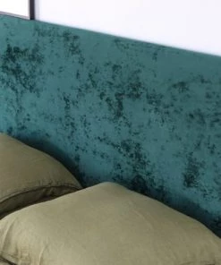 Homifab Lits Lit 140x190 Effet Chêne + Sommier + Tête De Lit En Velours Gratté Vert -Sommiers Soldes lit 140x190 effet chene sommier tete de lit en velours gratte vert 3