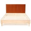 Homifab Lits Lit 140x190 Effet Chêne + Sommier + Tête De Lit En Velours Rouille -Sommiers Soldes lit 140x190 effet chene sommier tete de lit en velours rouille