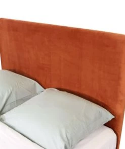 Homifab Lits Lit 140x190 Effet Chêne + Sommier + Tête De Lit En Velours Rouille -Sommiers Soldes lit 140x190 effet chene sommier tete de lit en velours rouille 11