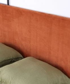 Homifab Lits Lit 140x190 Effet Chêne + Sommier + Tête De Lit En Velours Rouille -Sommiers Soldes lit 140x190 effet chene sommier tete de lit en velours rouille 9