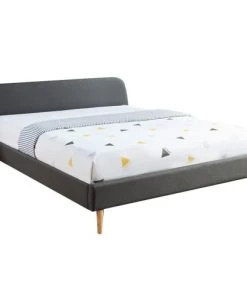 Homifab Lits Lit 140x190 Gris Foncé Avec Sommier à Lattes Et Tête De Lit -Sommiers Soldes lit 140x190 gris fonce avec sommier a lattes et tete de lit 2
