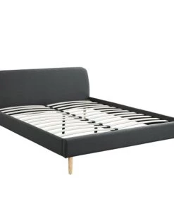 Homifab Lits Lit 140x190 Gris Foncé Avec Sommier à Lattes Et Tête De Lit -Sommiers Soldes lit 140x190 gris fonce avec sommier a lattes et tete de lit 3