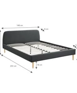 Homifab Lits Lit 140x190 Gris Foncé Avec Sommier à Lattes Et Tête De Lit -Sommiers Soldes lit 140x190 gris fonce avec sommier a lattes et tete de lit 5
