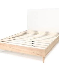 Homifab Lits Lit 140x190 + Sommier + Tête De Lit En Tissu Bouclette Blanc -Sommiers Soldes lit 140x190 sommier tete de lit en tissu bouclette blanc 4