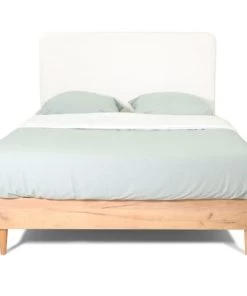 Homifab Lits Lit 140x190 + Sommier + Tête De Lit En Tissu Bouclette Blanc -Sommiers Soldes lit 140x190 sommier tete de lit en tissu bouclette blanc 5