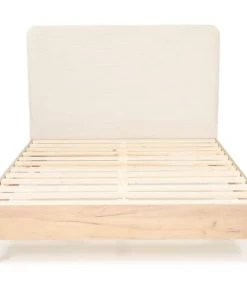 Homifab Lits Lit 140x190 + Sommier + Tête De Lit En Velours Côtelé Beige