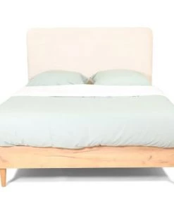 Homifab Lits Lit 140x190 + Sommier + Tête De Lit En Velours Côtelé Beige -Sommiers Soldes lit 140x190 sommier tete de lit en velours cotele beige 4