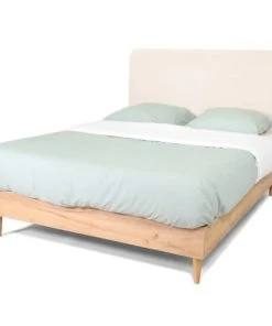 Homifab Lits Lit 140x190 + Sommier + Tête De Lit En Velours Côtelé Beige -Sommiers Soldes lit 140x190 sommier tete de lit en velours cotele beige 5